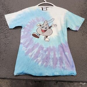 Hershey's Shirt Mens Small Blue Purple Tie Dye Kiss Graphic Tee Preshrunk Candy
